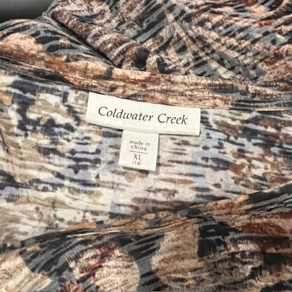 Coldwater Creek Black, Brown & Beige Long Sleeve Blouse Size XL - Picture 9 of 9